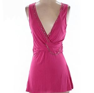 Alberto Makali designer pink tank top unique chains v-neck pastel goth top